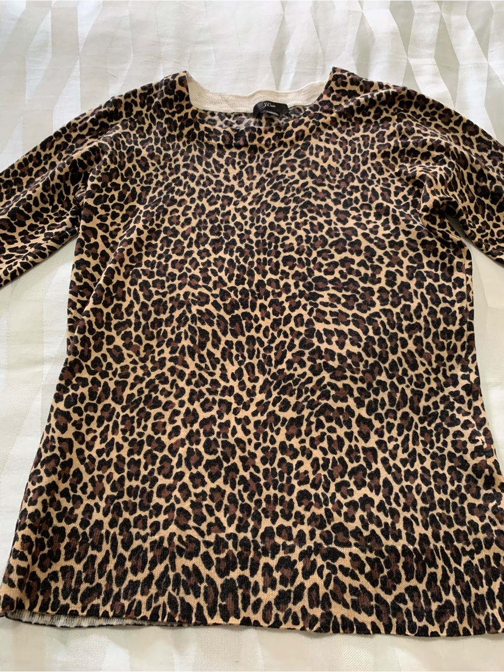 J. Crew Tan and Black Leopard Print Tippy 3/4 Sleeve Sweater